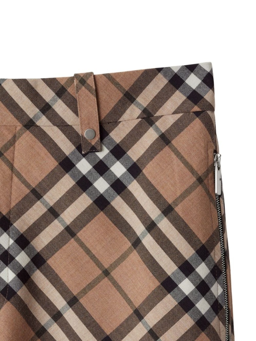 Burberry Tailored Wool Blend Trousers With Nova Check Pattern In Brown