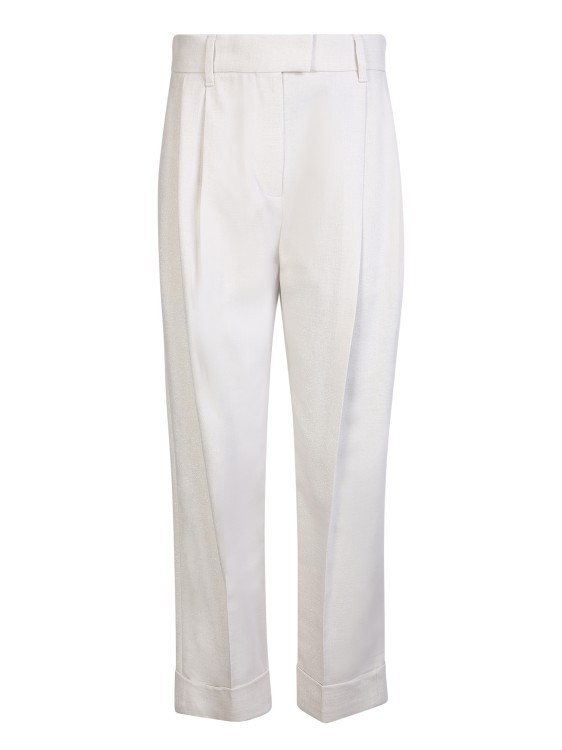 Shop Brunello Cucinelli White Twill Baggy Sartorial Trousers