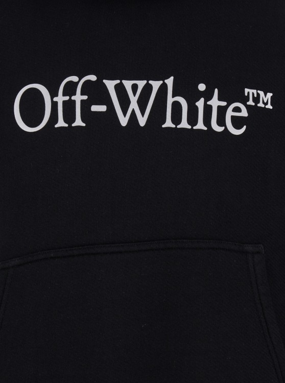 Shop Off-white Black Hoodie With Logo Lettering Print In Jersey