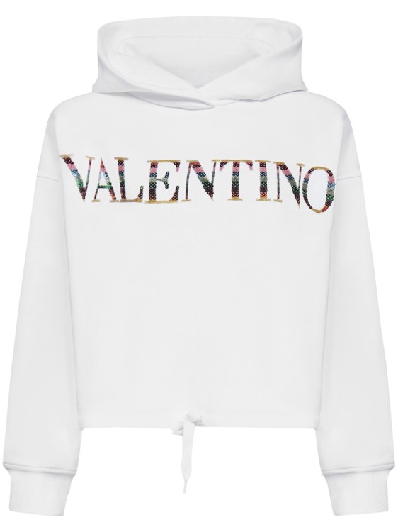 Shop Valentino Cotton Logo Sweatshirt In Neutrals