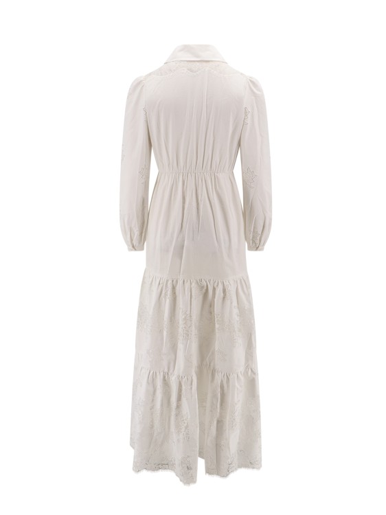 Shop Self-portrait Cotton Dress With Lace Embroideries In White