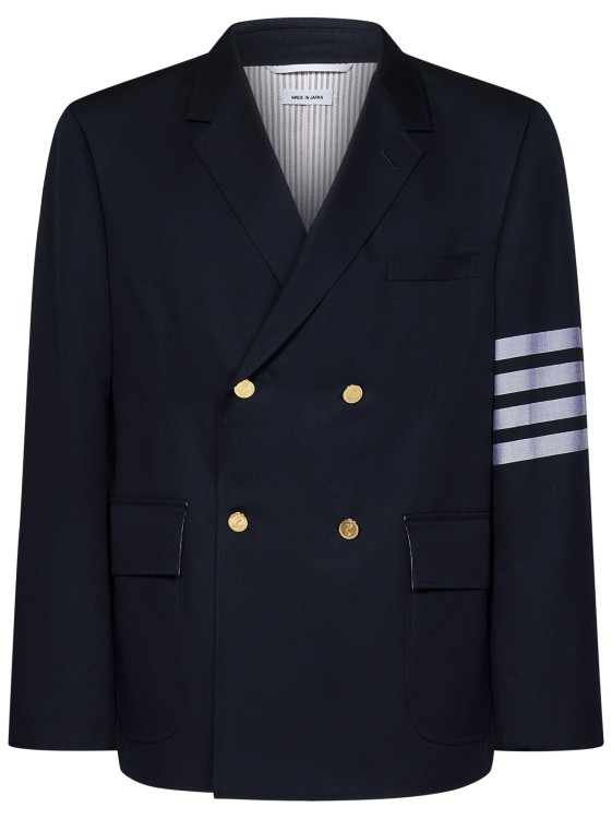 Shop Thom Browne Sporty Double-breasted Blazer In Blue
