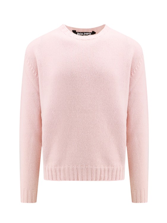 Shop Palm Angels Wool Sweater With Embroidered Logo In Pink