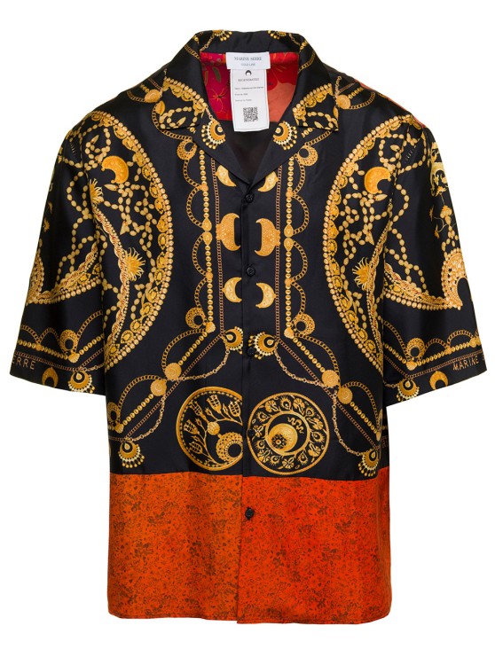 Shop Marine Serre Multicolor Bowling Shirt With Ornament Jewelry Print In Silk In Black