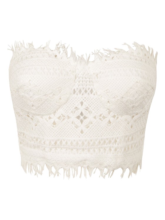 Ermanno Scervino White Cropped Crochet Top In Neutral