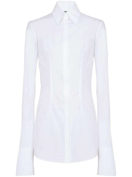 Shop Balmain Extra-long Sleeves Cotton Shirt In White