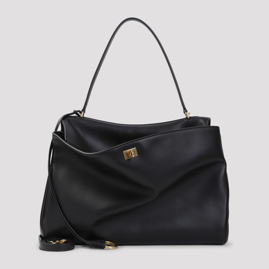 Balenciaga Large Rodeo Leather Top Handle Bag In Black