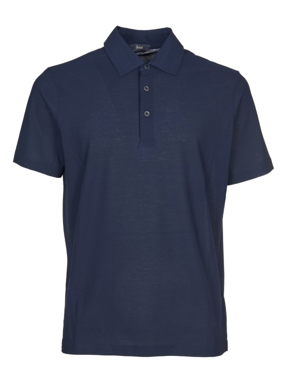 Shop Herno Blue Polo Shirt In Lightweight Crepe Voile Jersey In Black