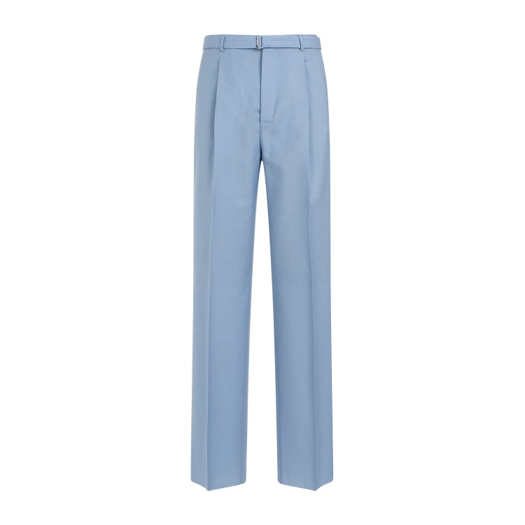 LANVIN LANVIN BLUE FOG VIRGIN WOOL LEG TROUSERS 