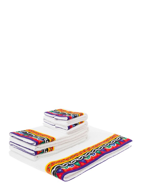 Dolce & Gabbana Set Of 5 Multicolor Towels With Carretto Siciliano Print In Cotton In Not Applicable