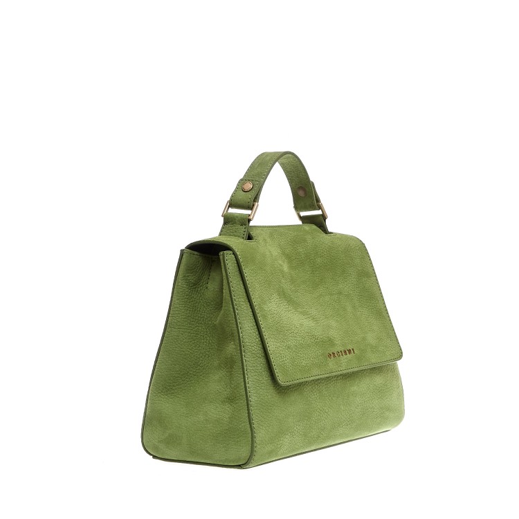 Shop Orciani Sveva Small Green Suede Handbag