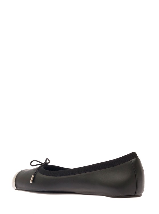 Shop Alexander Mcqueen Black Ballet Flats With Metallic Toe In Smooth Leather