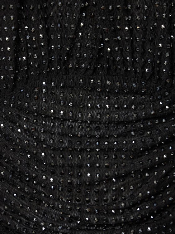 Shop Self-portrait Mesh Dress With All-over Rhinestones In Black