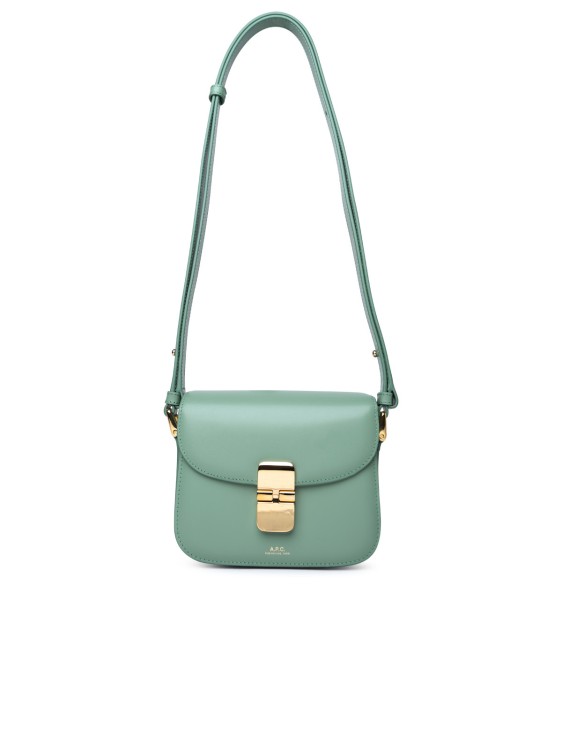 Shop Apc Grace' Mini Crossbody Bag In Green Leather In White