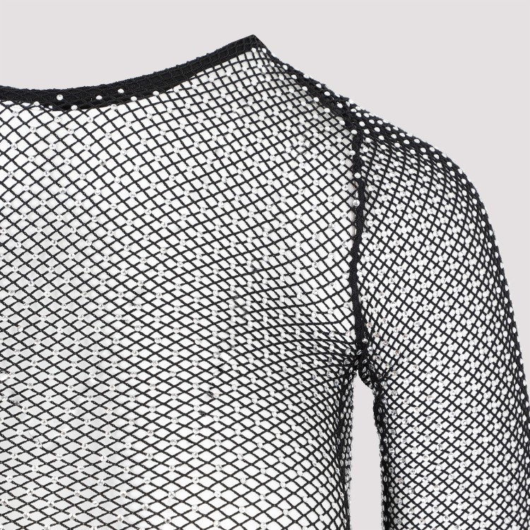 Balenciaga Black Crystal Mesh Mini Top In Grey