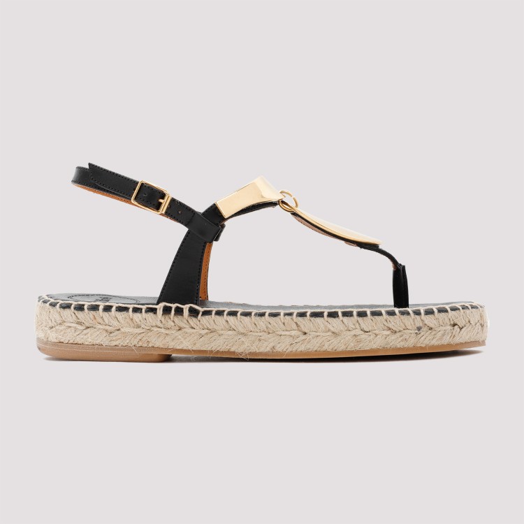 Shop Chloé Black And Gold Pema Flat Sandals In Neutrals