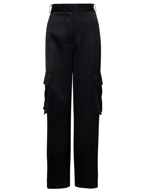 Shop Versace Black Cargo Pants Satn Effect With Cargo Pockets In Viscose
