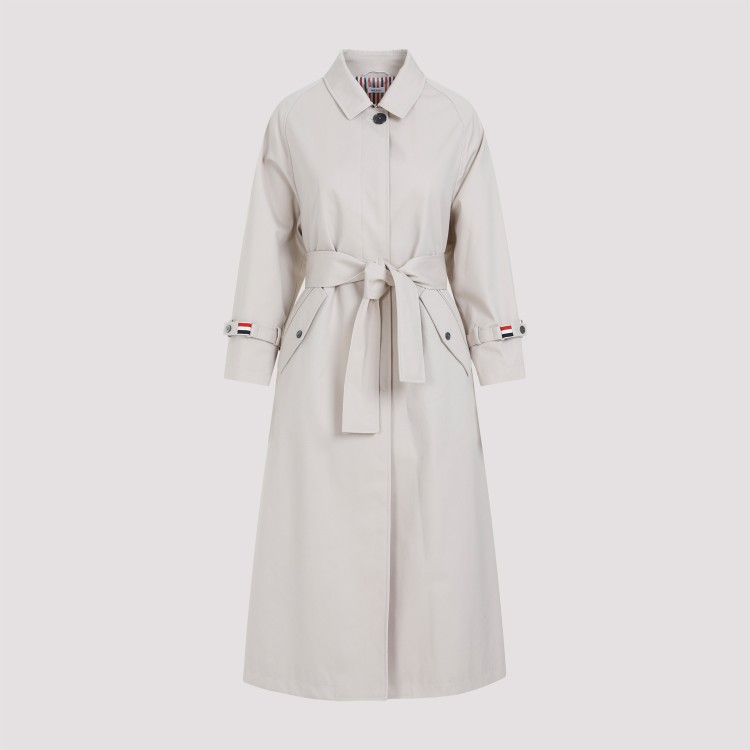 Shop Thom Browne Unconstructed Raglan Khaki Polyester Trench In White