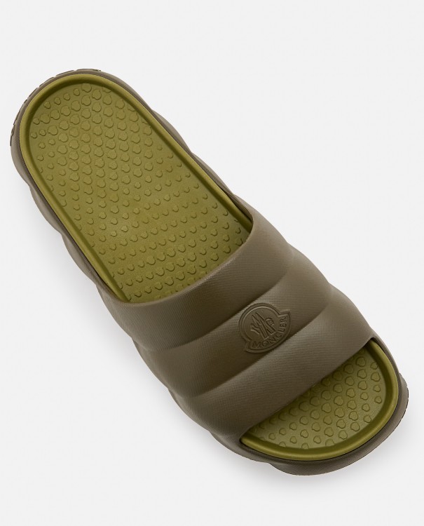 Shop Moncler Lilo Slides Shoes In Green