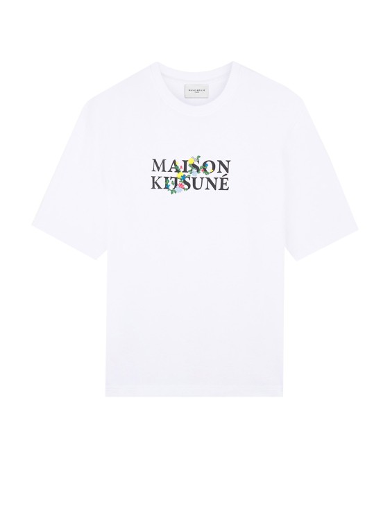 Shop Maison Kitsuné Cotton T-shirt With Frontal Logo In White