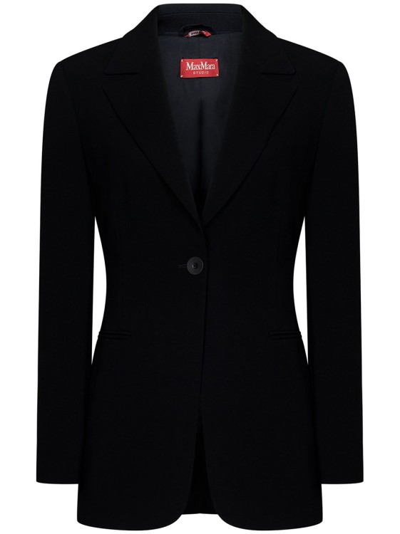 Shop Max Mara Long Single-breasted Black Technical Cady Blazer