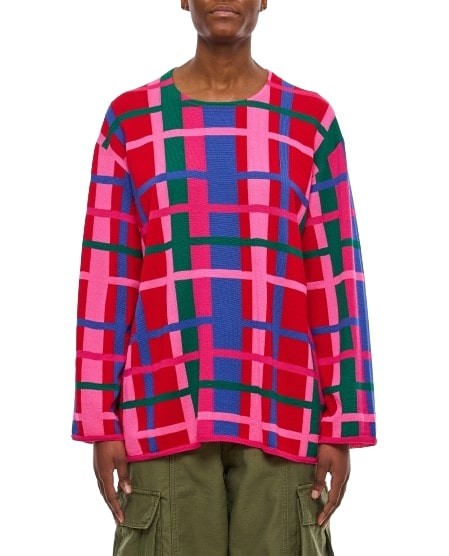 Shop Comme Des Garçons Check Patterned Sweater In Multicolor