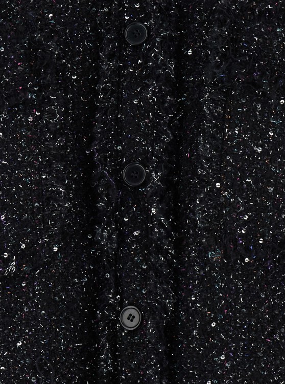Msgm Black Shirt With All-over Multicolor Sequins In Heavy Fabric Woman In Black