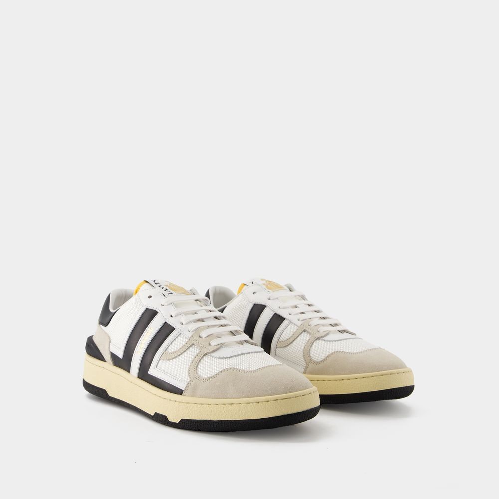 LANVIN LANVIN CLAY LOW TOP SNEAKERS - LEATHER - WHITE/BLACK 