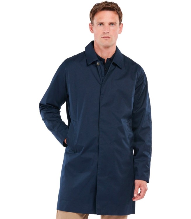 Shop Barbour Rokig Navy Blue Long Jacket