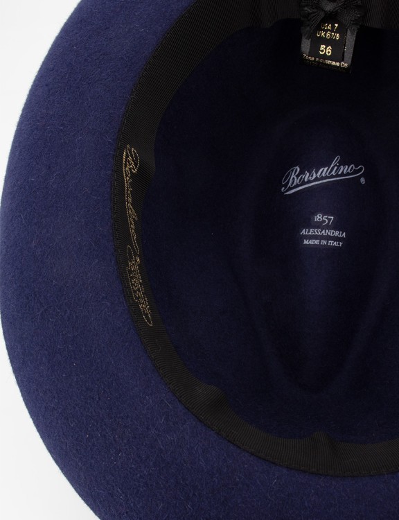 Shop Borsalino Blue Hat In Black