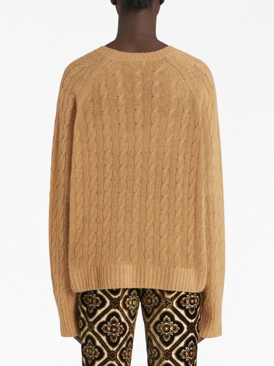 Shop Etro Logo-embroidered Cable-knit Jumper In Neutrals
