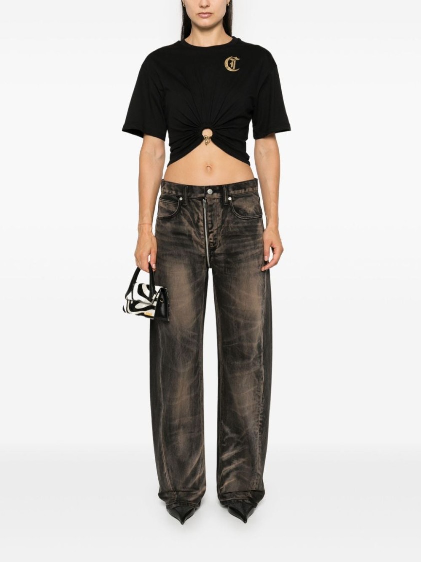 Just Cavalli Ring-detail T-shirt In Black