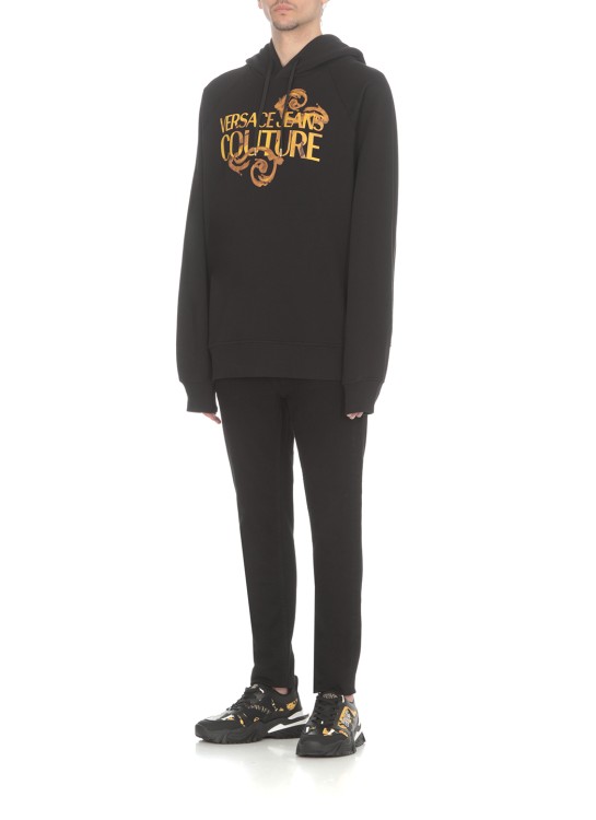 Shop Versace Jeans Couture Baroque Hoodie In Black