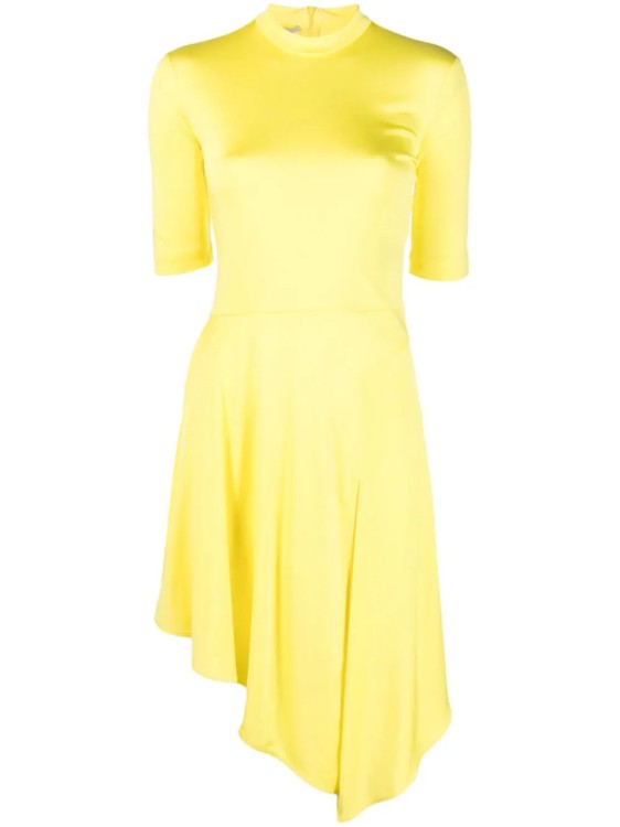 Stella Mccartney Asymmetric Yellow Mini Dress In Gold