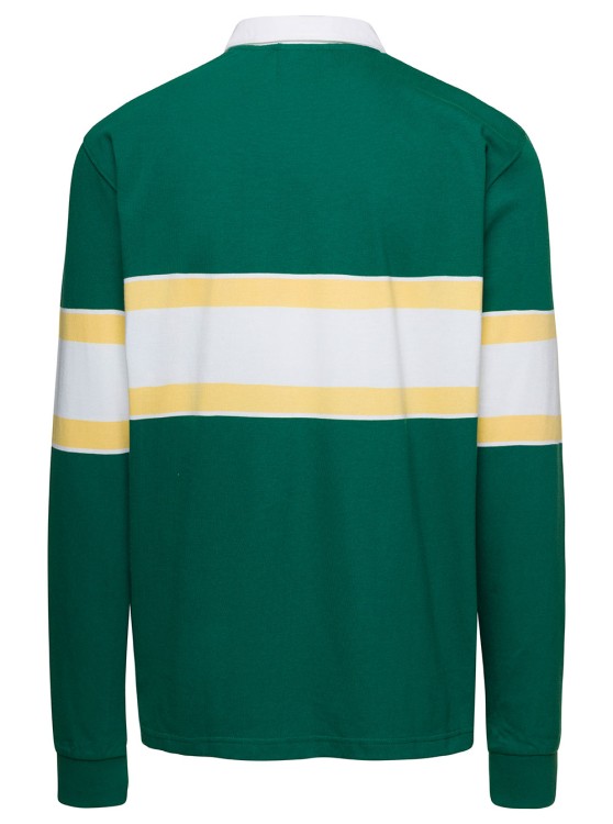 Shop Drôle De Monsieur Green Long Sleeved Polo Shirt With Drole Print In Cotton