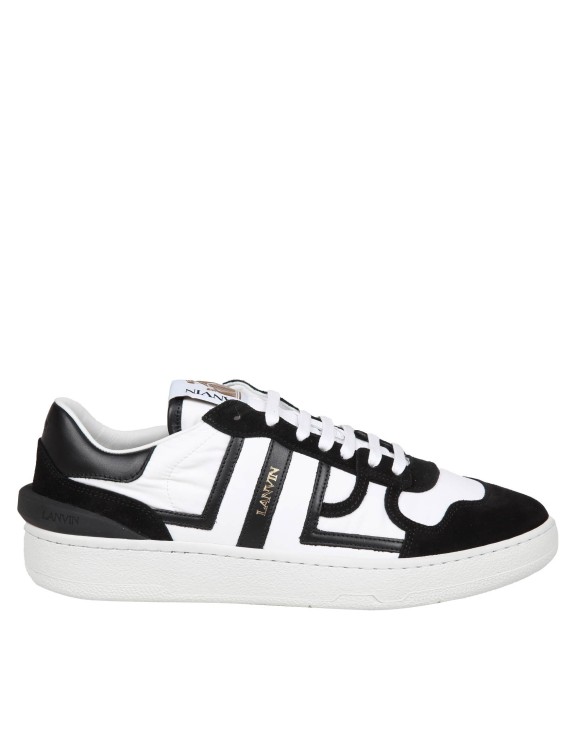 Shop Lanvin Clay Low Top Sneakers In White/black Leather And Nylon