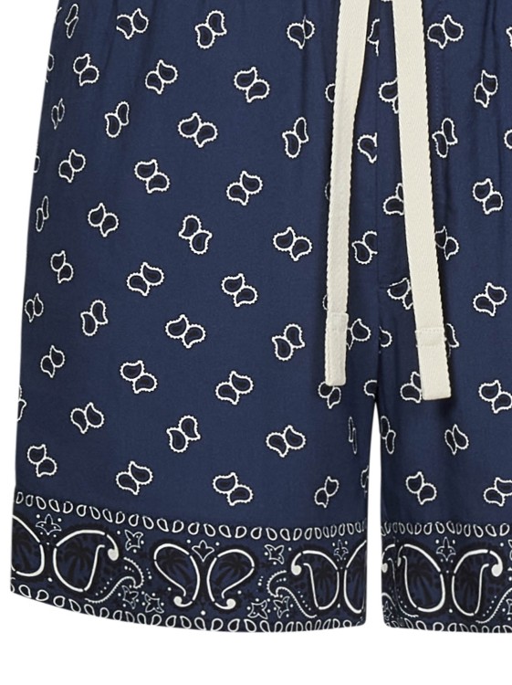 Shop Palm Angels Navy Blue Paisley Pattern Shorts In Green