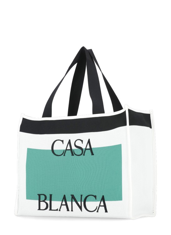 Shop Casablanca Shopping Bag With Logo In Blue