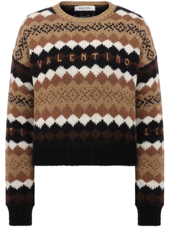Shop Valentino Logo Wool Sweater In Neutrals