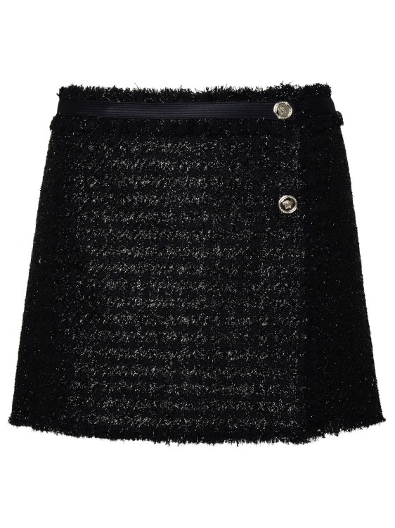 Shop Versace Black Wool Blend Miniskirt