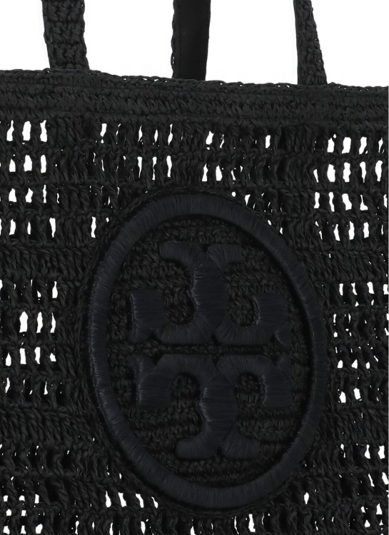 Shop Tory Burch Ella Hand-crocheted Small Tote Bag In Black