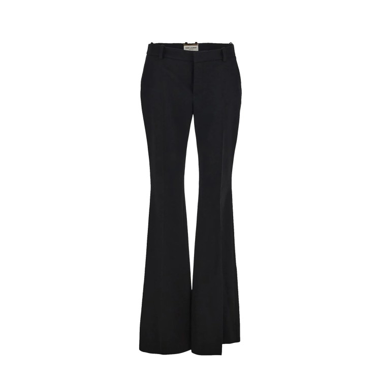 Shop Saint Laurent Flared Wool Trousers In Black