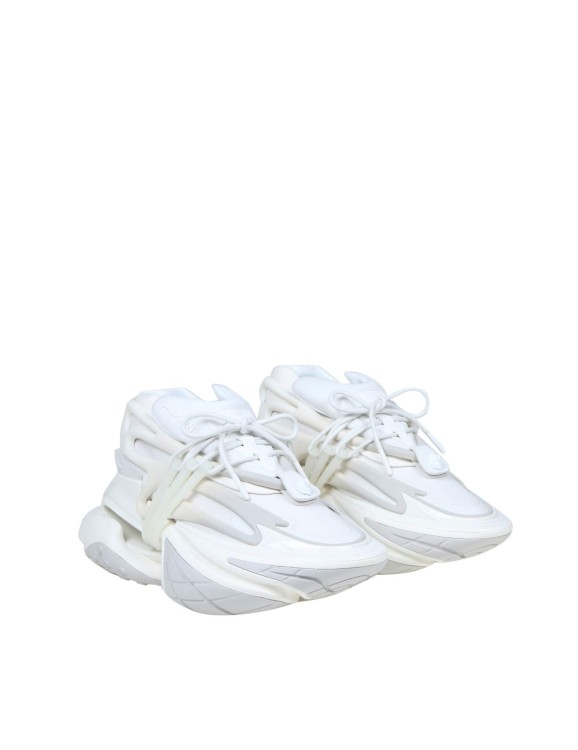 Shop Balmain Unicorn Sneakers In Neoprene And White Leather