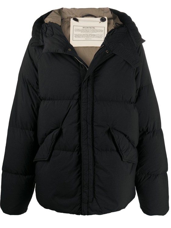 Shop Ten C Black Feather Down/cotton Padded Hooded Jacket