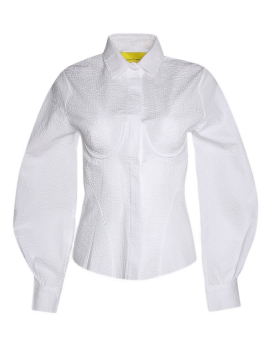 Marques' Almeida White Corset Fitted Shirt In Blue