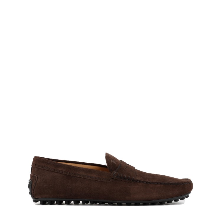 Shop Tod's Brown Suede Gommino Penny Loafers In Black
