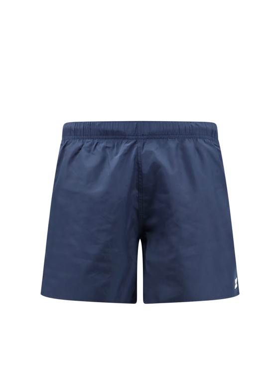 Shop Courrèges Nylon Swim Trunk With Embroidered Logo Patch In Blue