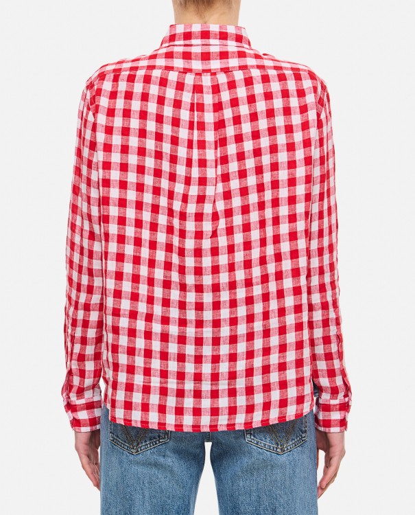 Shop Polo Ralph Lauren Linen Crop Shirt In Burgundy
