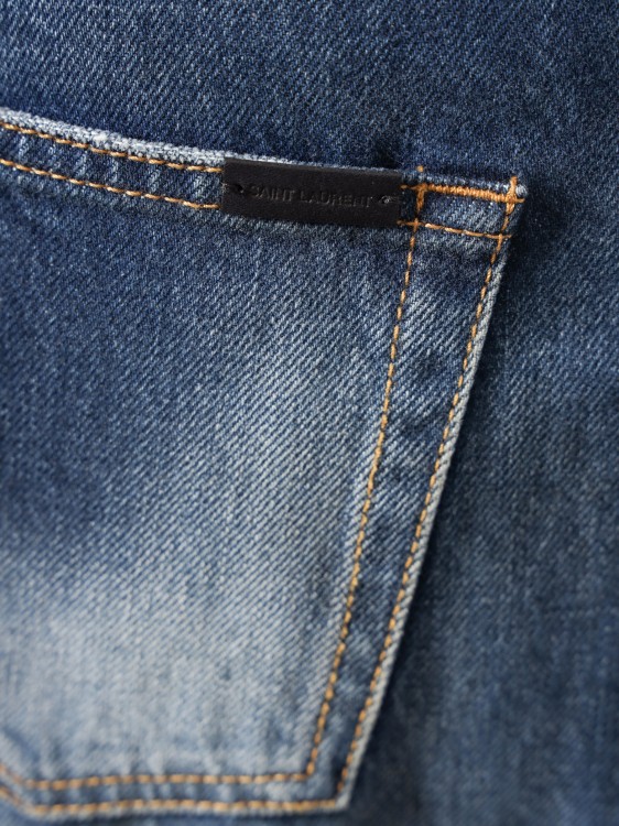 Shop Saint Laurent Cotton Jeans With Back Logo Patch In Grey