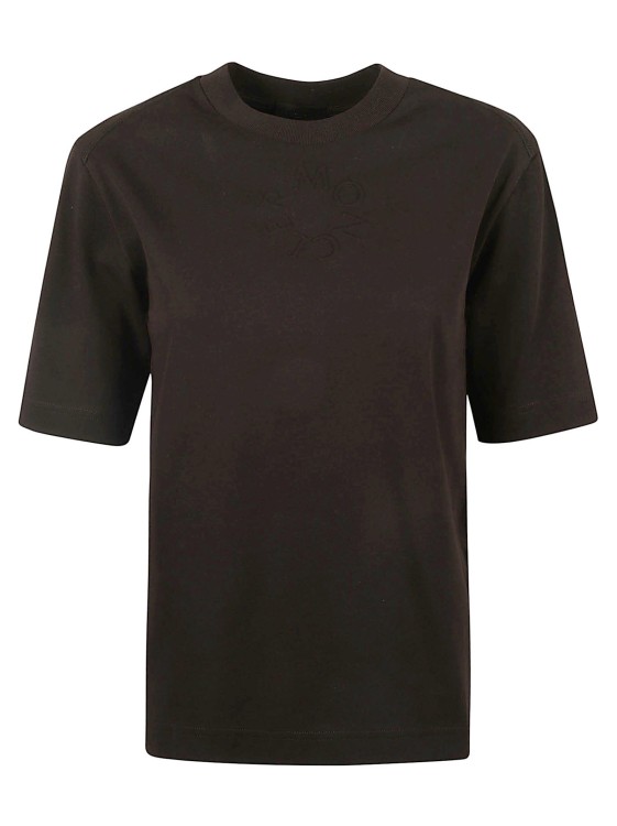 Moncler Black Cotton T-shirt In Brown